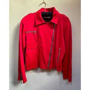 Vintage TapeMeasure Womens Large Asymmetric Zip Front Jacket Zip Pocket Casual